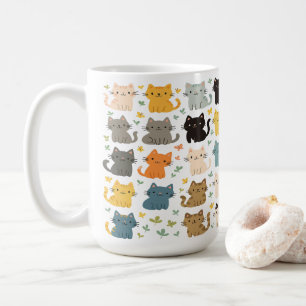 Niedliche Bunte Cartoon-Katzen Muster Tasse – Katz