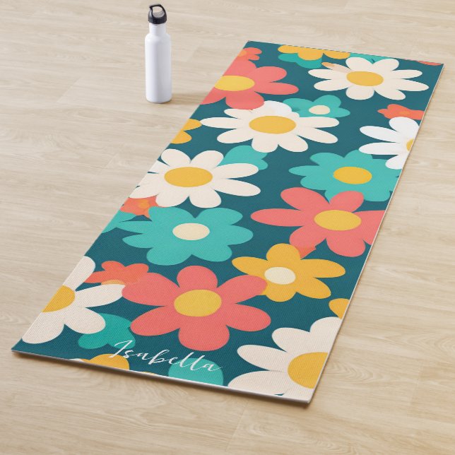 Niedliche bunte Daisy Blume Botanisches Muster gür Yogamatte (Beispiel)