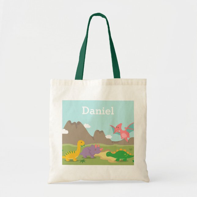 Niedliche bunte Dinosaurier-KinderTaschen-Tasche Tragetasche (Vorne)