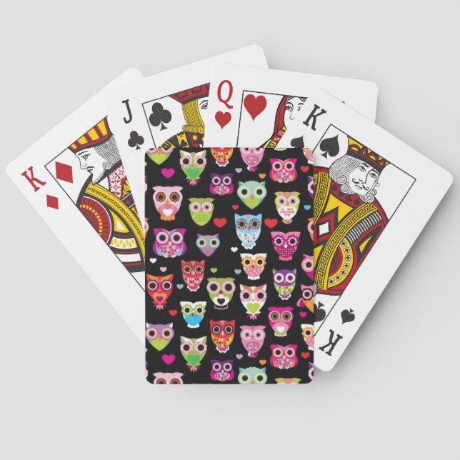 niedliche bunte Eule scherzt Muster Spielkarten (Rückseite)