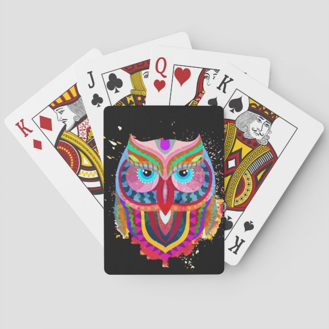 Niedliche bunte Eulen-Karten, Spielkarten (Rückseite)