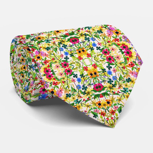 Niedliche, bunte Frühlingsblumen Blume Krawatte (Gerollt)