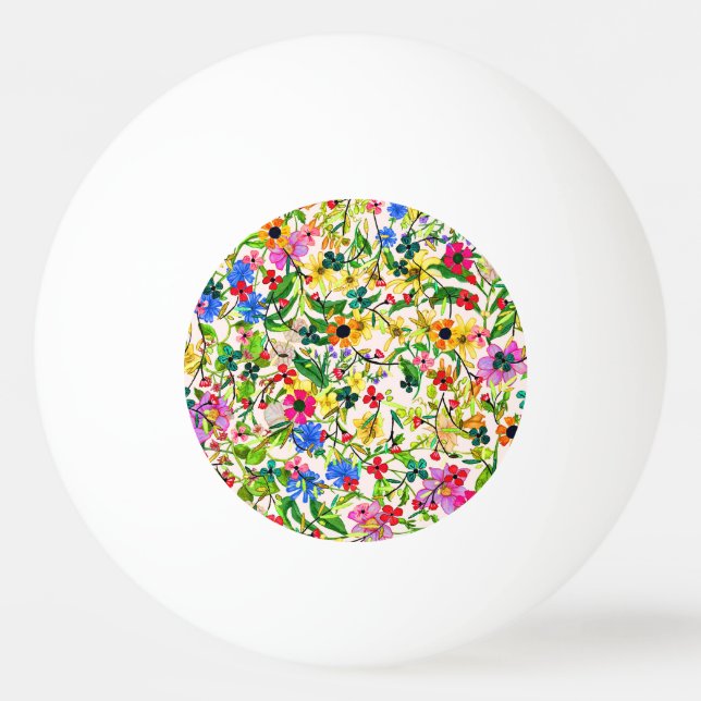 Niedliche, bunte Frühlingsblumen Blume Tischtennisball (Rückseite)