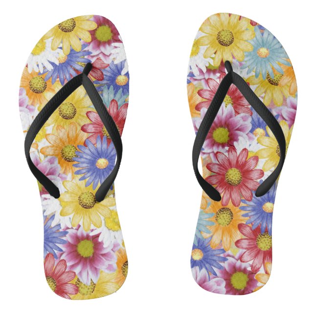 niedliche bunte Gänseblümchen Flip Flops (Fußbett)