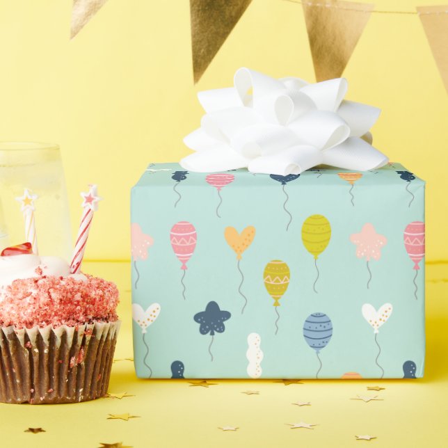 Niedliche Bunte Geburtstagsparty Balloon-Muster Geschenkpapier (Geburtstagsparty)