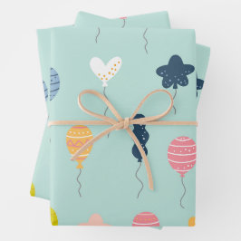 Niedliche Bunte Geburtstagsparty Balloon-Muster Geschenkpapier Set