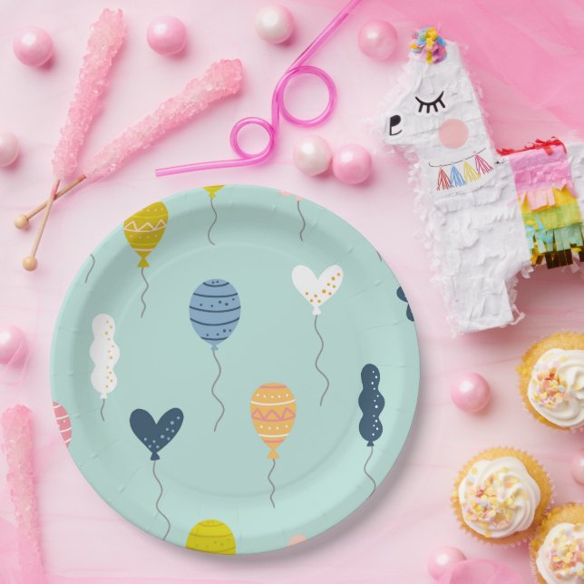 Niedliche Bunte Geburtstagsparty Balloon-Muster Pappteller (Party)