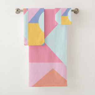 Niedliche bunte geometrische Form-Collagen-Grafik Badhandtuch Set