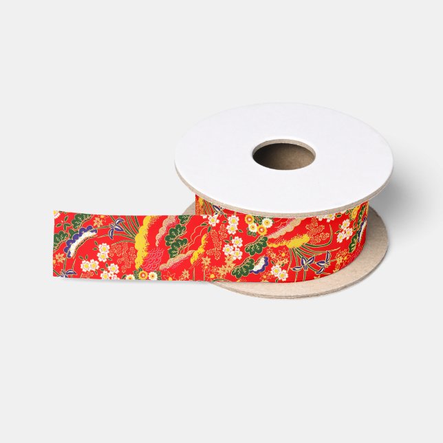 Niedliche bunte japanische Blumenmuster Satinband (Spule)