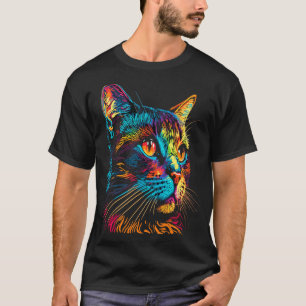 Niedliche Bunte Katze für Frauen Mädchen Männer Ju T-Shirt