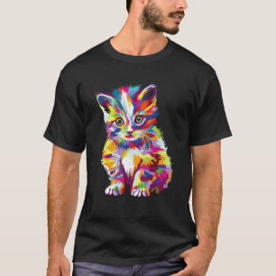 Niedliche Bunte Katze Wählte Für Kätzchen  Kunst K T-Shirt