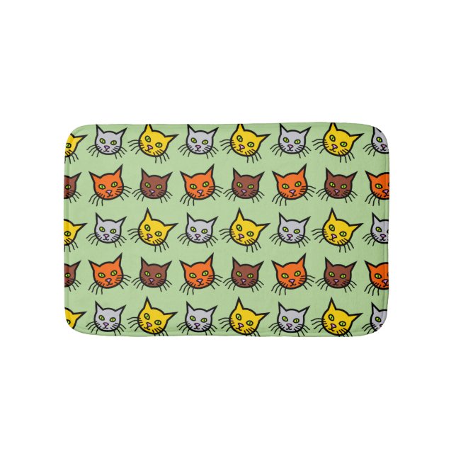 Niedliche bunte Katzen-Gesichts-Muster-Bad-Matte Badematte (Vorderseite)
