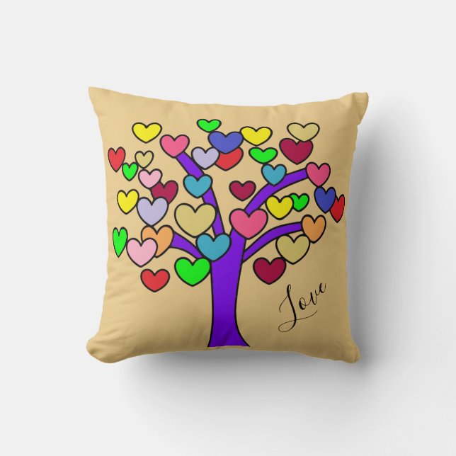 Niedliche bunte Liebe-Herz-lila Baum Kissen (Vorderseite)