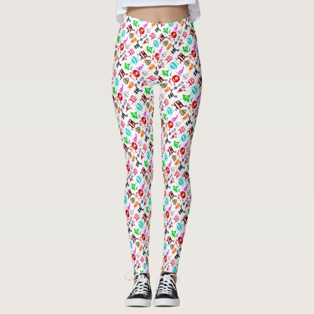 Niedliche bunte lustige Monster-Muster High Top Sn Leggings (Vorderseite)