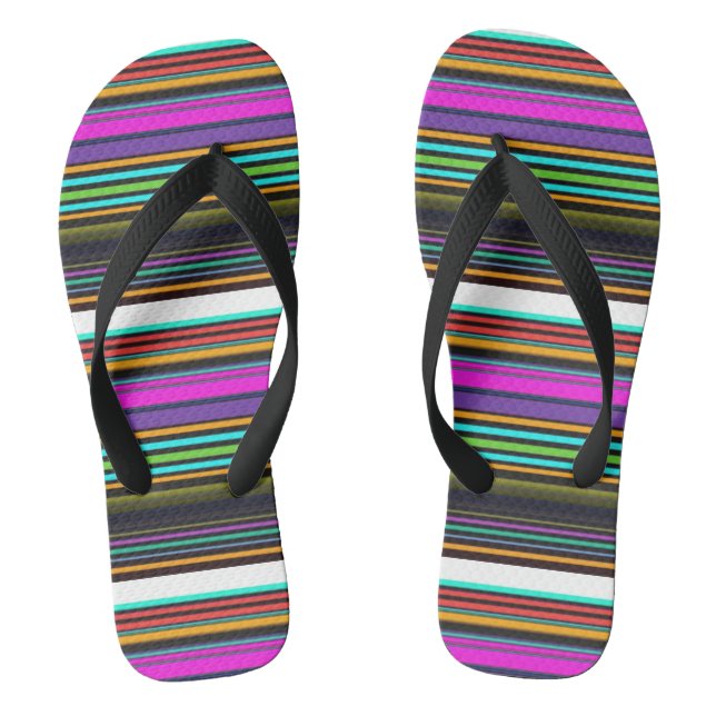 Niedliche, bunte Neonstreifen Flip Flops (Fußbett)
