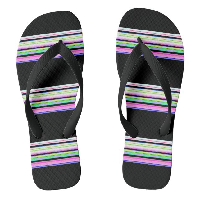 Niedliche, bunte Neonstreifen Flip Flops (Fußbett)