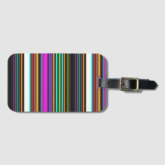 Niedliche, bunte Neonstreifen Gepäckanhänger (Vorderseite (Horizontal))
