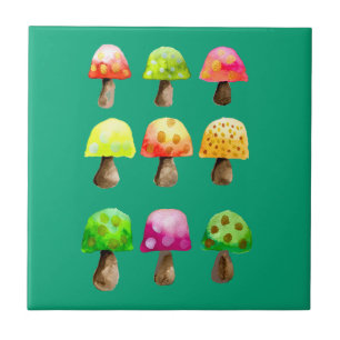 Niedliche bunte Pilze Keramik Kachel