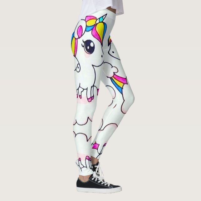 Niedliche bunte Unicorn Kawaii Liebe Leggings (Rechts)