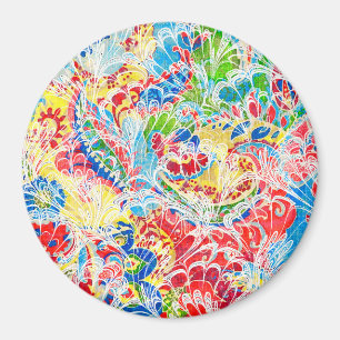 Niedliche bunte Vintage Blüte Magnet