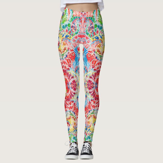 Niedliche, bunte Vintage Leggings (Vorderseite)