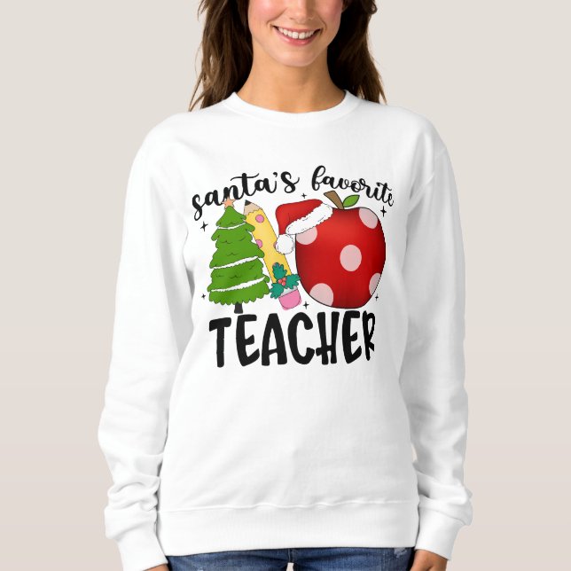 Niedliche bunte Weihnachtslehrerin Sweatshirt (Vorderseite)