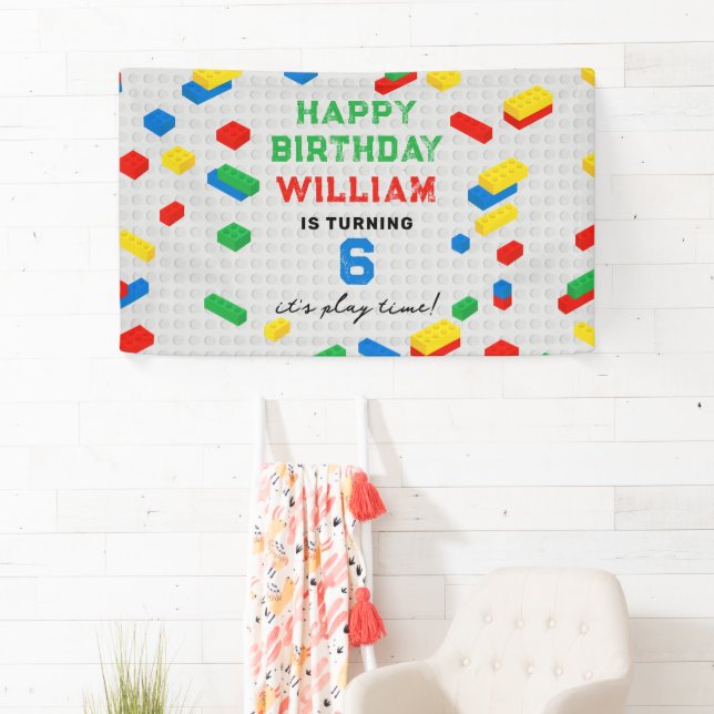 Niedliche Bunte Ziegel Gebäude Blocks Kindergeburt Banner (Insitu)