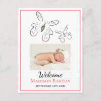 Niedliche Butterflies Baby Girl Foto Ankündigung