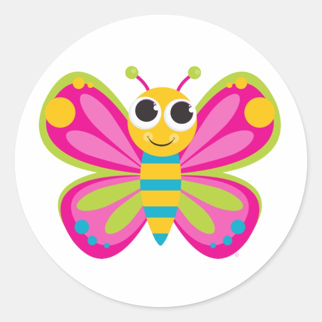 Niedliche Butterfly-Aufkleber Runder Aufkleber (Vorderseite)