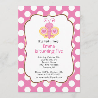 Niedliche Butterfly Geburtstagsparty Einladung