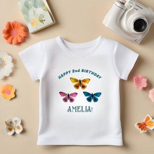 Niedliche Butterfly Girl Birthday Party Guest Baby T-shirt