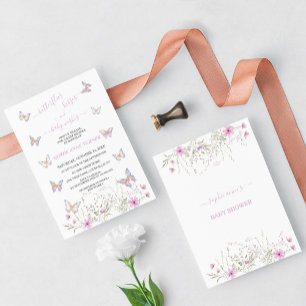 Niedliche Butterfly Kisses und Baby wünscht Babydu Einladung