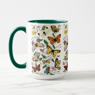 Niedliche Butterfly & Moth Botanische Illustration Tasse