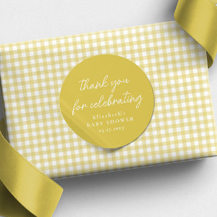 Niedliche Buttergelbe Babydusche Danke Runder Aufkleber