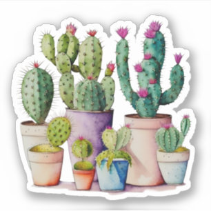Niedliche Cacti cactus succulents in Töpfen Aufkleber