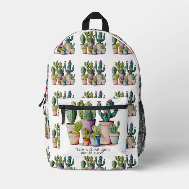 Niedliche Cacti cactus succulents in Töpfen Bedruckter Rucksack (Vorderseite)