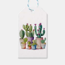 Niedliche Cacti cactus succulents in Töpfen Geschenkanhänger