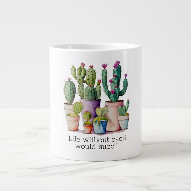 Niedliche Cacti cactus succulents in Töpfen Jumbo-Tasse (Vorderseite)
