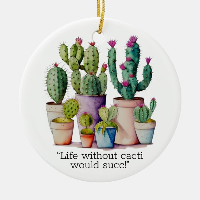 Niedliche Cacti cactus succulents in Töpfen Keramik Ornament (Vorne)