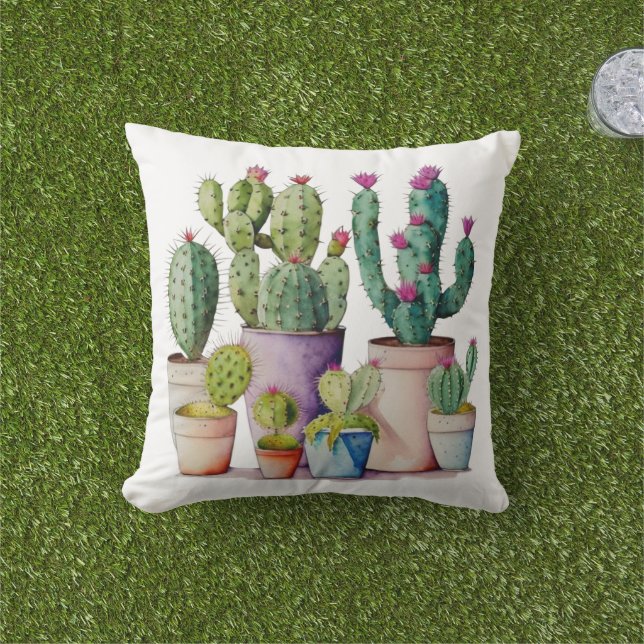 Niedliche Cacti cactus succulents in Töpfen Kissen (Golfball-Marker)