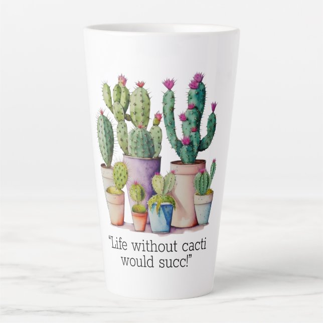 Niedliche Cacti cactus succulents in Töpfen Milchtasse (Vorderseite)