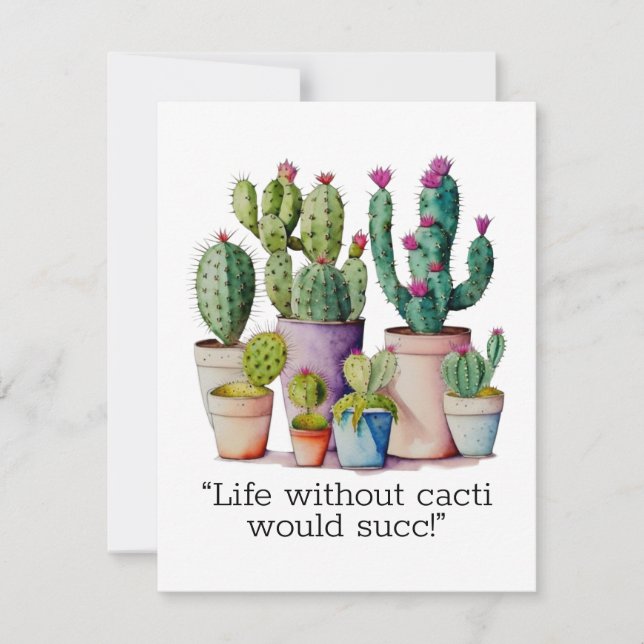 Niedliche Cacti cactus succulents in Töpfen Mitteilungskarte (Vorderseite)