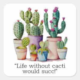 Niedliche Cacti cactus succulents in Töpfen Quadratischer Aufkleber