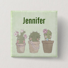 Niedliche Cactus Girls mit Schmuck Button