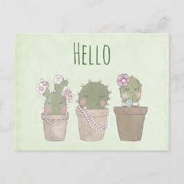 Niedliche Cactus Girls Wearing Jewelry - Hallo Postkarte