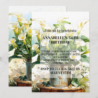 Niedliche Calla Lily Blume Geburtstagsparty Einlad Einladung