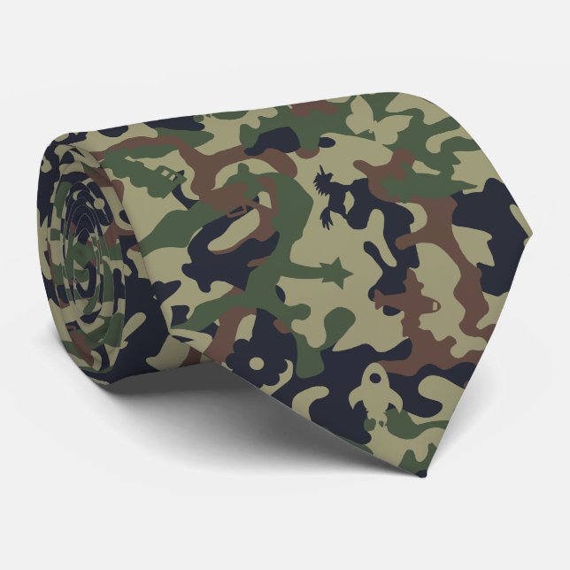 Niedliche Camouflage - Waldfläche grün Krawatte (Gerollt)