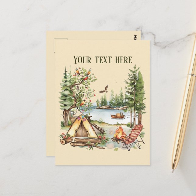 Niedliche Camping-Liebhaber hinzufügen Postkarte (Vorderseite/Rückseite Beispiel)