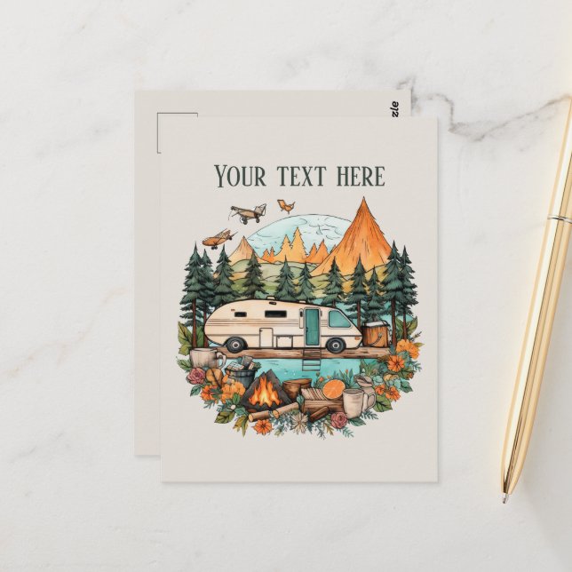 Niedliche Camping-Liebhaber hinzufügen Postkarte (Vorderseite/Rückseite Beispiel)