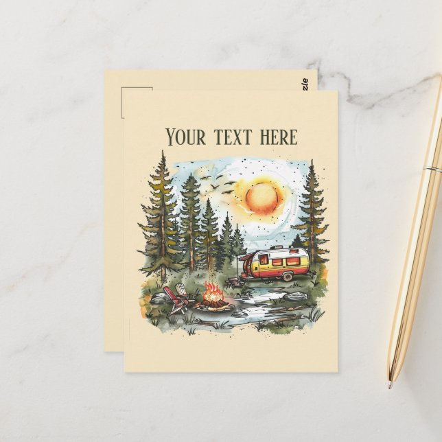 Niedliche Camping-Liebhaber hinzufügen Postkarte (Vorderseite/Rückseite Beispiel)